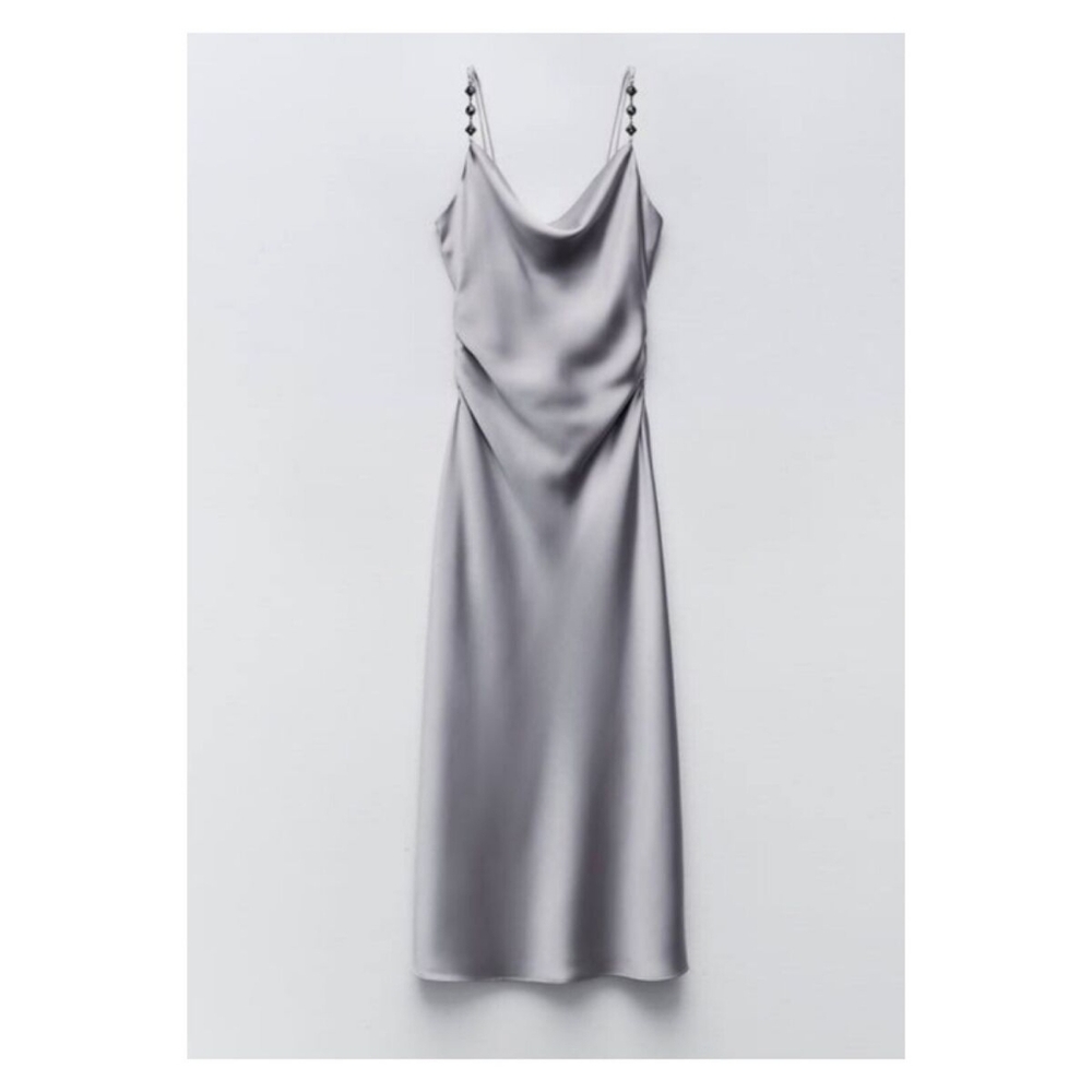 Silver slip dress from Zara.